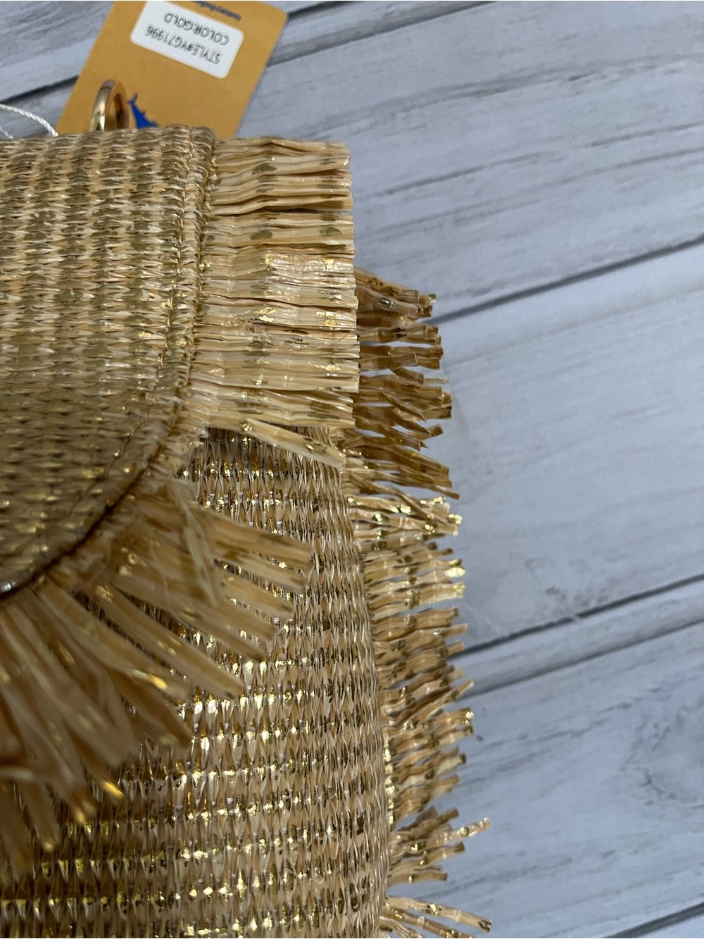 New Tommy Bahama gold bamboo raffia fringe crossbody hand bag purse - Picture 16 of 16